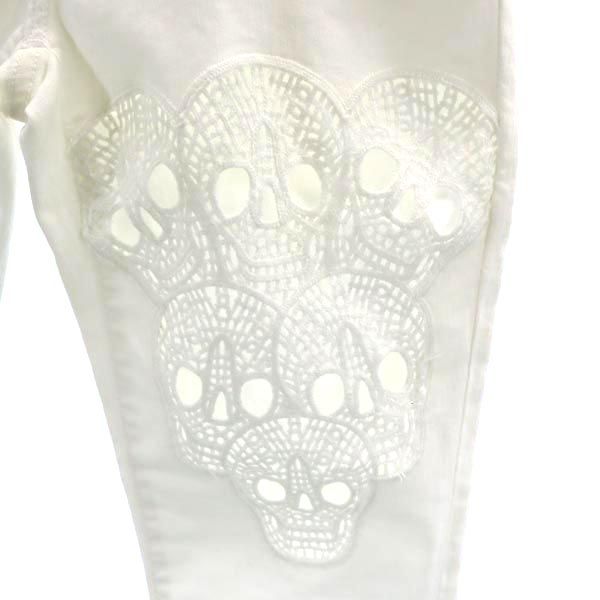 HYSTERIC GLAMOUR ヒステリックグラマー 日本製 スキニーデニムパンツ w26 白 スカルレース ジーパン レディース