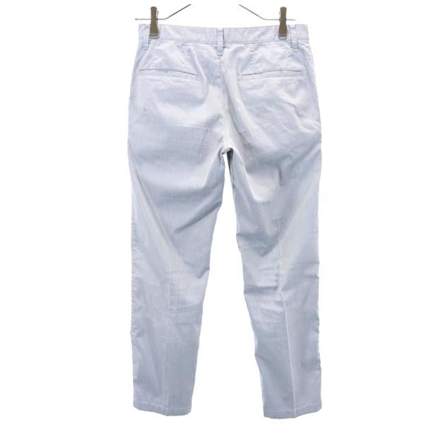 LANVIN ランバン ストライプ柄 ロング テーパードパンツ 44 水色系 イージースラックス メンズ