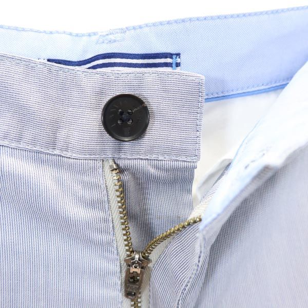 LANVIN ランバン ストライプ柄 ロング テーパードパンツ 44 水色系 イージースラックス メンズ