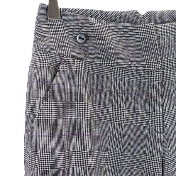 INCOTEX インコテックス 日本製 ウール チェック柄 スラックスパンツ 38 グレー系 レディース