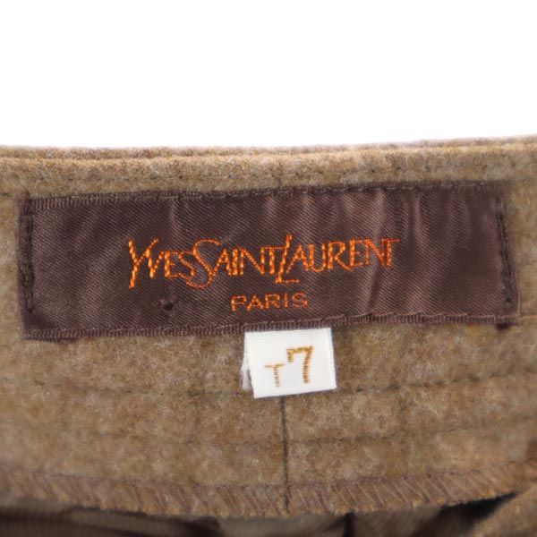 未使用 YVES SAINT LAURENT イヴサンローラン 三陽商会 ウール ロングパンツ T7 ブラウン系 レディース