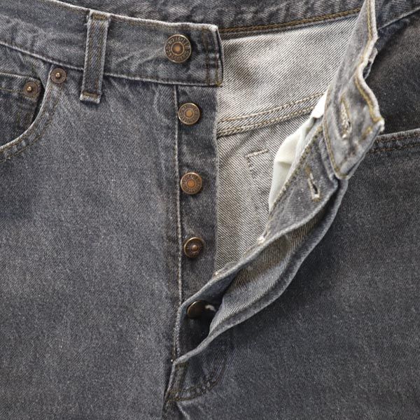 Levi's リーバイス 90s 501 USA製 ストレートデニムパンツ W32 ブラック系 ジーパン ボタンフライ メンズ