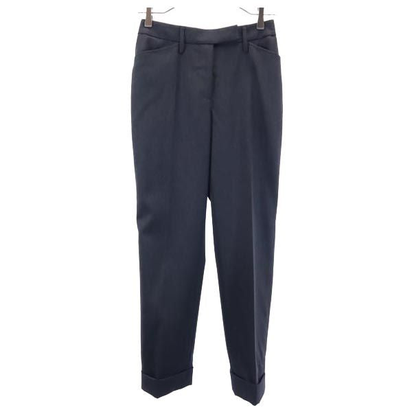 ドルチェアンドガッバーナ イタリア製 ストライプ柄 センタープレス ワイド スラックスパンツ 38 ダークグレー×赤 DOLCE&GABBANA レディース