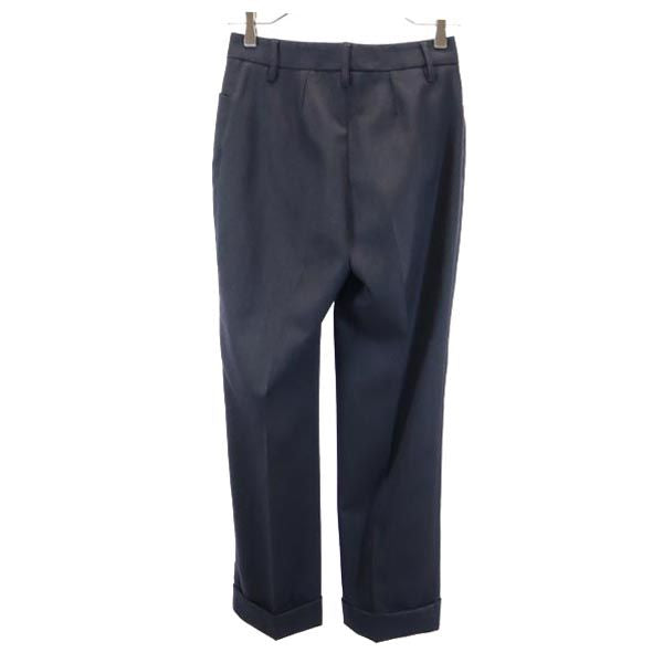 ドルチェアンドガッバーナ イタリア製 ストライプ柄 センタープレス ワイド スラックスパンツ 38 ダークグレー×赤 DOLCE&GABBANA レディース