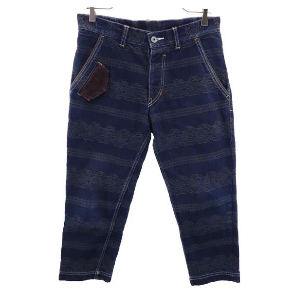 SHAREEF シャリーフ 日本製 総柄刺繍 デニム クロップドパンツ 1 ボタンフライ ジーパン メンズ