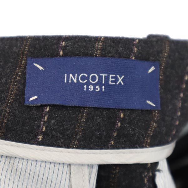 INCOTEX インコテックス 日本製 ウールブレンド ストライプ ロングパンツ 40 ブラウン系 レディース