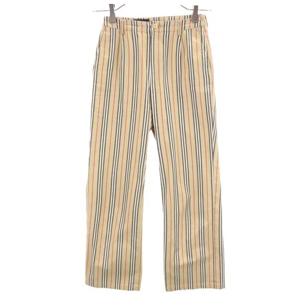 BURBERRY GOLF バーバリーゴルフ 三陽商会 日本製 ストライプ ゴルフ パンツ 7 ベージュ系 レディース