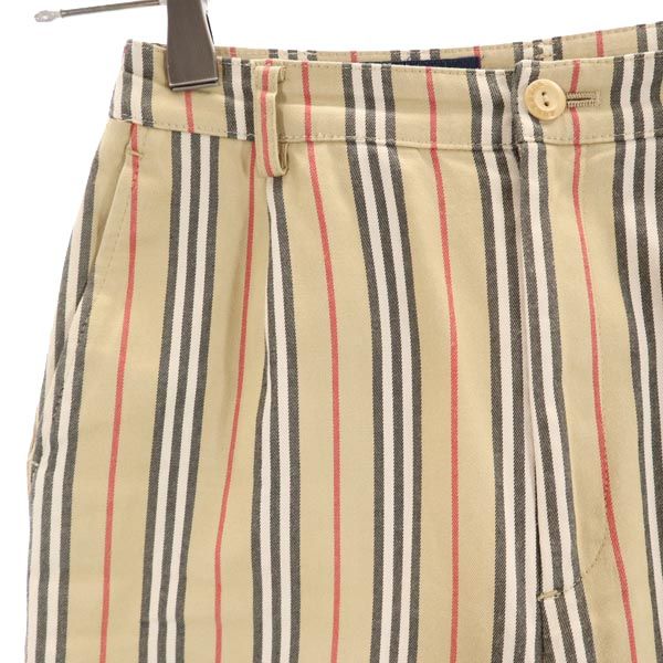BURBERRY GOLF バーバリーゴルフ 三陽商会 日本製 ストライプ ゴルフ パンツ 7 ベージュ系 レディース