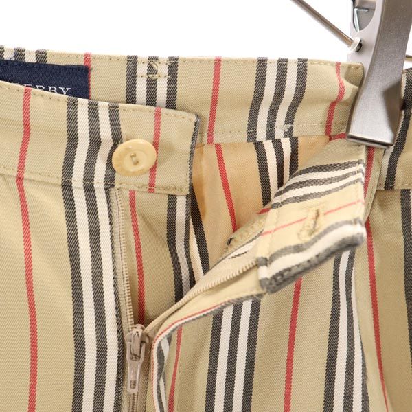 BURBERRY GOLF バーバリーゴルフ 三陽商会 日本製 ストライプ ゴルフ パンツ 7 ベージュ系 レディース