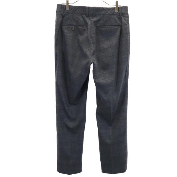 LANVIN ランバン 日本製 ウールブレンド チェック柄 スラックスパンツ 48 グレー メンズ