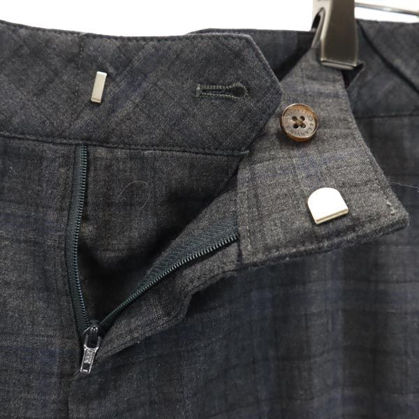 LANVIN ランバン 日本製 ウールブレンド チェック柄 スラックスパンツ 48 グレー メンズ