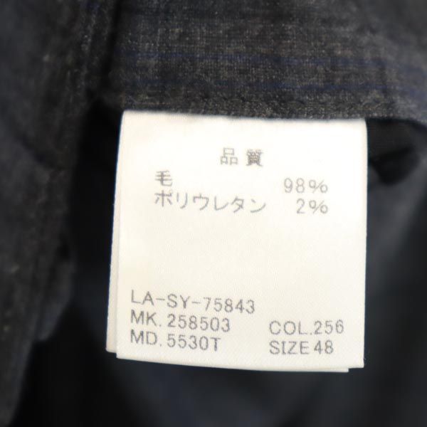 LANVIN ランバン 日本製 ウールブレンド チェック柄 スラックスパンツ 48 グレー メンズ