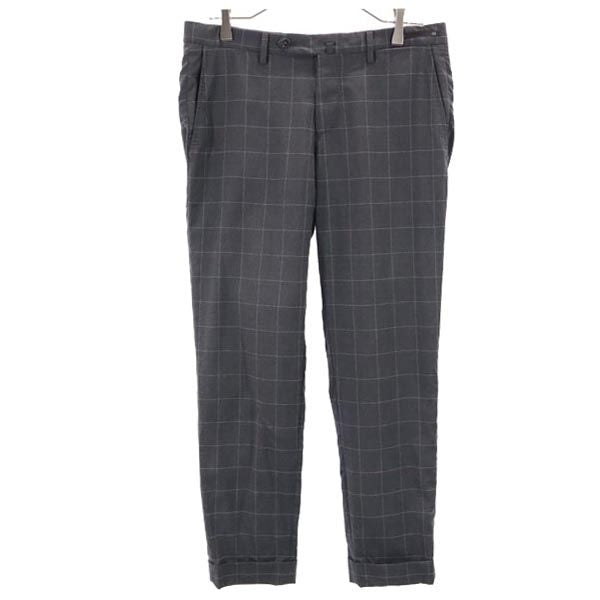 PT01 ピーティーゼロウーノ チェック スラックスパンツ 46 グレー メンズ