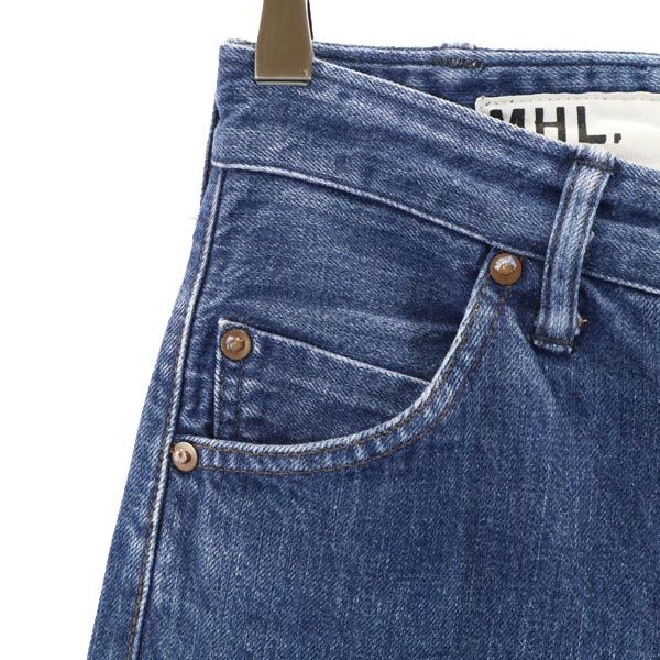 MHL. エムエイチエル 日本製 裏リベット ストレートデニムパンツ W26 MARGARET HOWELL ボタンフライ ジーパン レディース