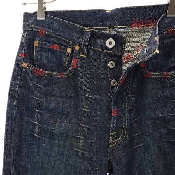バスストップ デニムパンツ w28(44) ボタンフライ 刺繍入り ジーパン メンズ