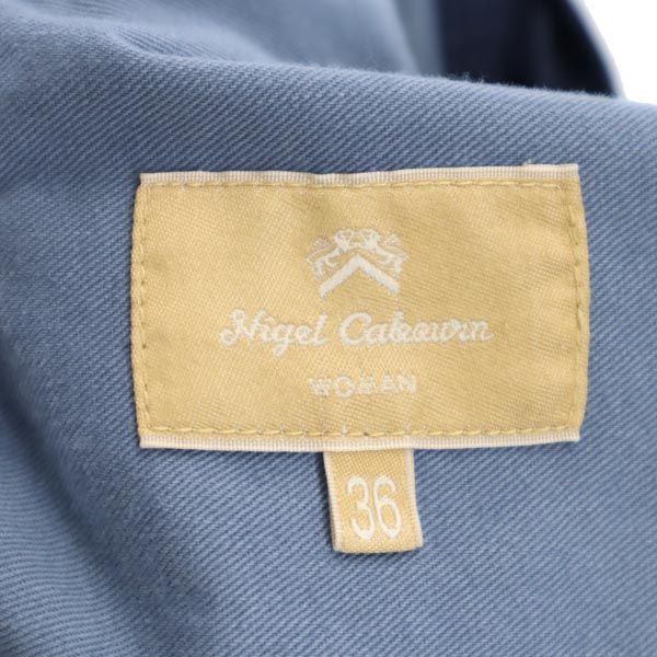 Nigel Cabourn ナイジェルケーボン ウーマン 日本製 リネンブレンド スラックスパンツ 36 ネイビー WOMAN ボタンフライ レディース