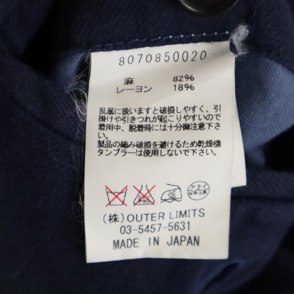 Nigel Cabourn ナイジェルケーボン ウーマン 日本製 リネンブレンド スラックスパンツ 36 ネイビー WOMAN ボタンフライ レディース