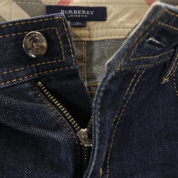BURBERRY バーバリー 三陽商会 日本製 クロップド デニムパンツ 36 インディゴ ジーパン レディース