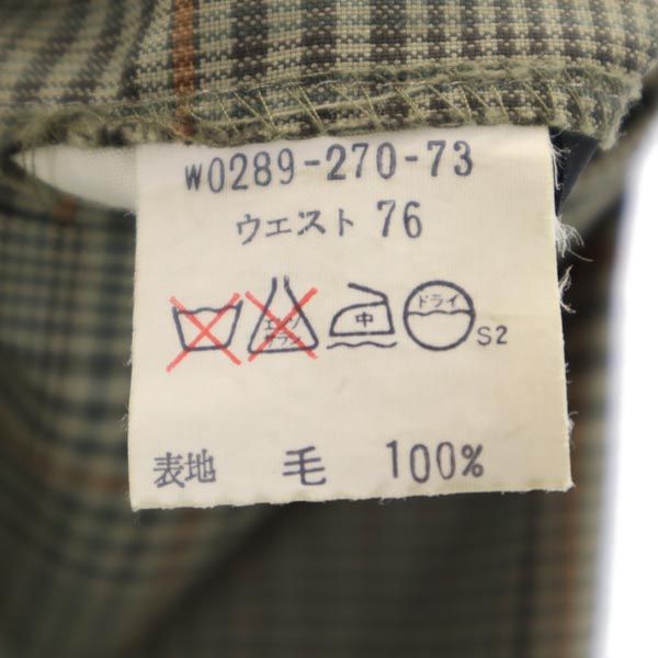 Burberrys バーバリーズ 90s オールド ウール チェック柄 スラックスパンツ 76 カーキ系 メンズ