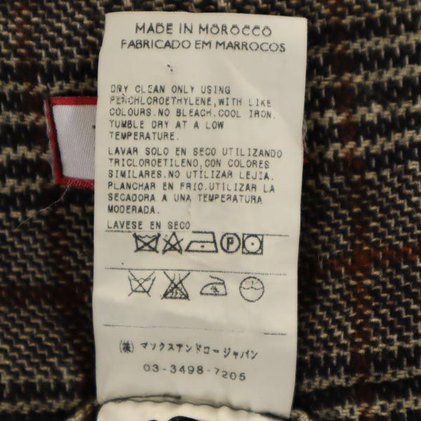 MAX&CO マックスアンドコー ウールブレンド チェック ロングパンツ 38 ブラウン系 サイドジップ レディース