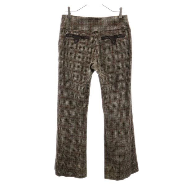 MAX&CO マックスアンドコー ウールブレンド チェック ロングパンツ 38 ブラウン系 サイドジップ レディース