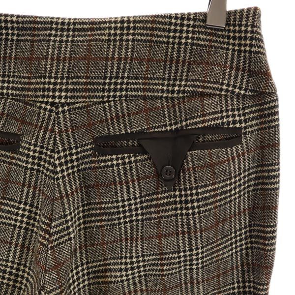 MAX&CO マックスアンドコー ウールブレンド チェック ロングパンツ 38 ブラウン系 サイドジップ レディース