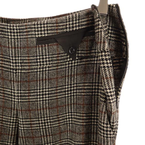 MAX&CO マックスアンドコー ウールブレンド チェック ロングパンツ 38 ブラウン系 サイドジップ レディース