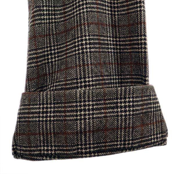 MAX&CO マックスアンドコー ウールブレンド チェック ロングパンツ 38 ブラウン系 サイドジップ レディース