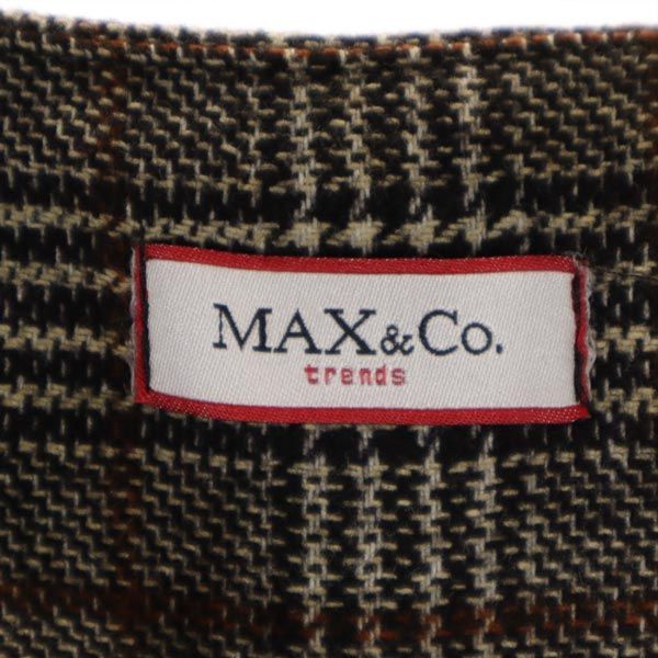 MAX&CO マックスアンドコー ウールブレンド チェック ロングパンツ 38 ブラウン系 サイドジップ レディース