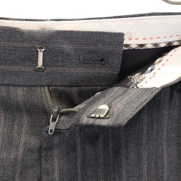 Aquascutum アクアスキュータム ウールブレンド ストライプ柄 スラックスパンツ グレー系 レディース