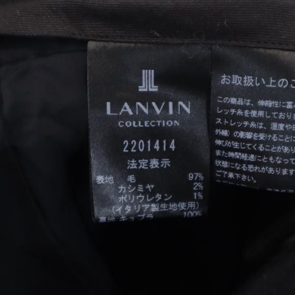LANVIN ランバン 日本製 カシミヤブレンド センタープレス スラックスパンツ 36 ブラック レディース