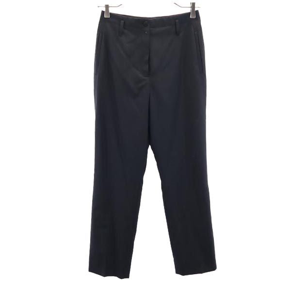 LANVIN ランバン 日本製 センタープレス スラックスパンツ 36 ブラック レディース