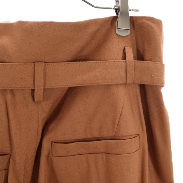 未使用 YLEVE イレーヴ 日本製 ワイド テーパードパンツ 1 ブラウン ベルト付 レディース