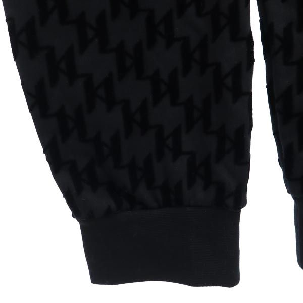 未使用 KARL LAGERFELD カールラガーフェルド 総柄 スウェットパンツ XS ブラック UNISEX ALLOVER KL FLOCK SWEATS メンズ