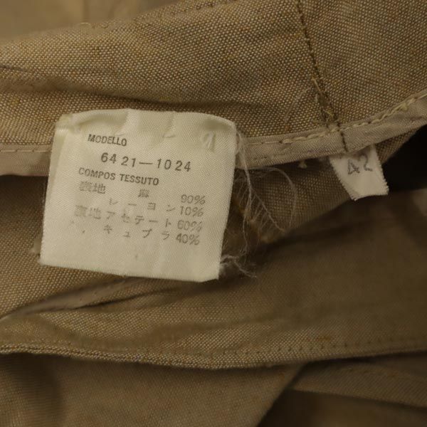 Emporio Armani エンポリオアルマーニ イタリア戦 リネンブレンド ロングパンツ 42 ベージュ系 レディース