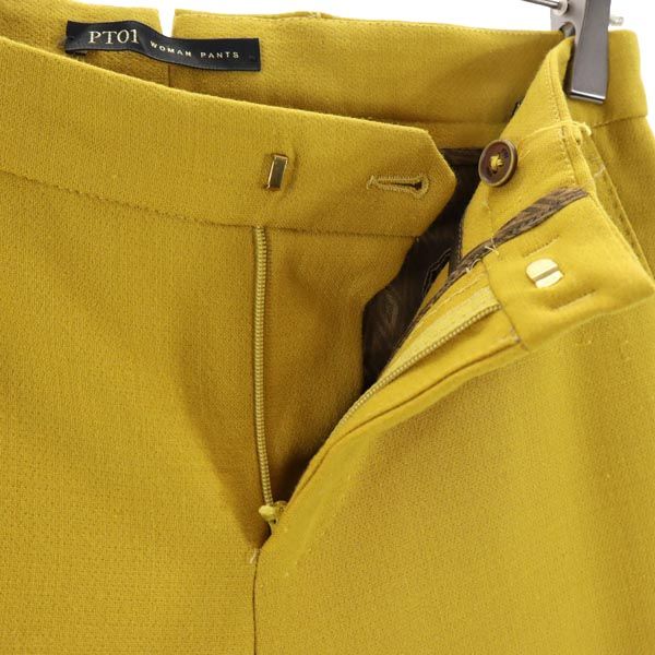 PT01 ピーティーゼロウーノ センタープレス スラックスパンツ 38 イエロー系 レディース