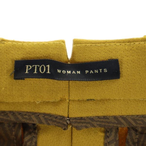PT01 ピーティーゼロウーノ センタープレス スラックスパンツ 38 イエロー系 レディース