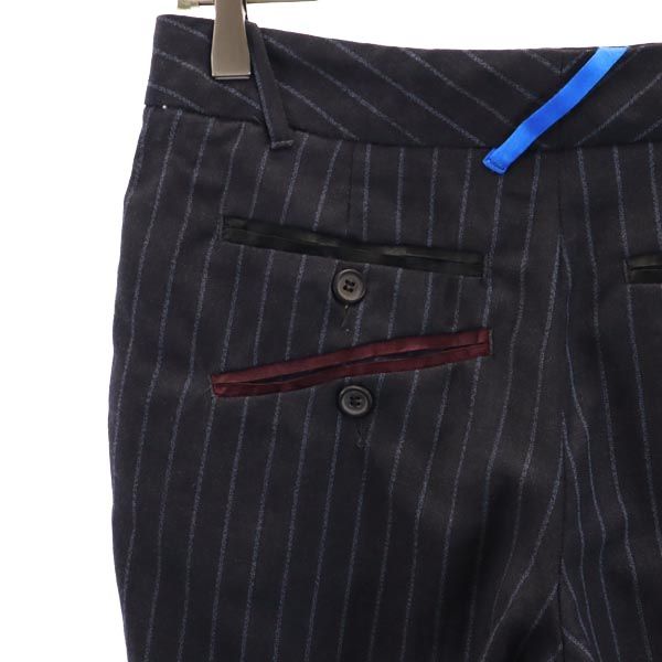 Paul Smith ポールスミス イタリア製 ウール ストライプ柄 スラックスパンツ 40 グレー系 レディース