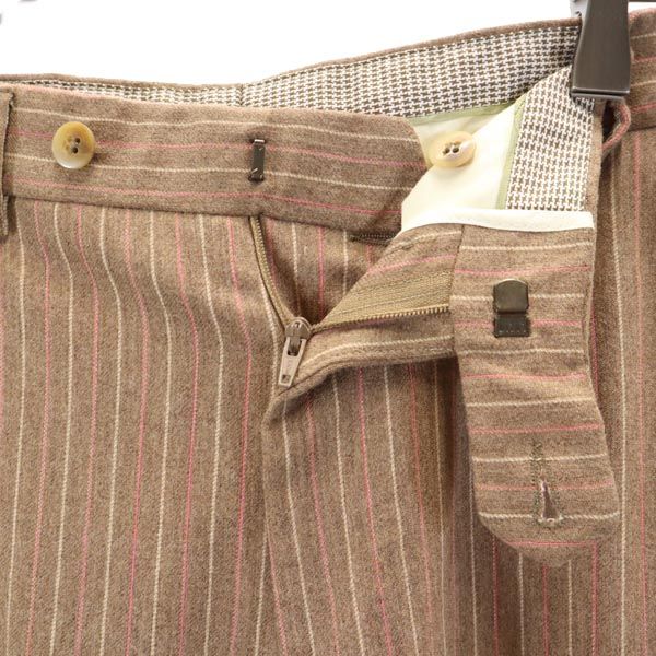 MARCO ZANINI マルコザニーニ イタリア製 ウールブレンド ストライプ柄 スラックスパンツ 46 ベージュ系 レディース