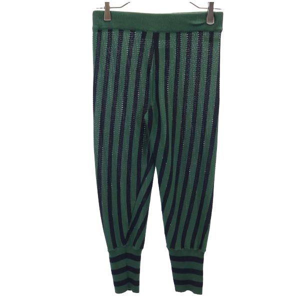 MARNI マルニ イタリア製 ストライプ ニットパンツ 40 グリーン系 レディース
