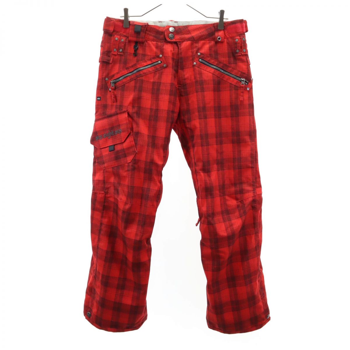 686 シックスエイトシックス チェック柄 スノーボード パンツ M 赤系 レディース