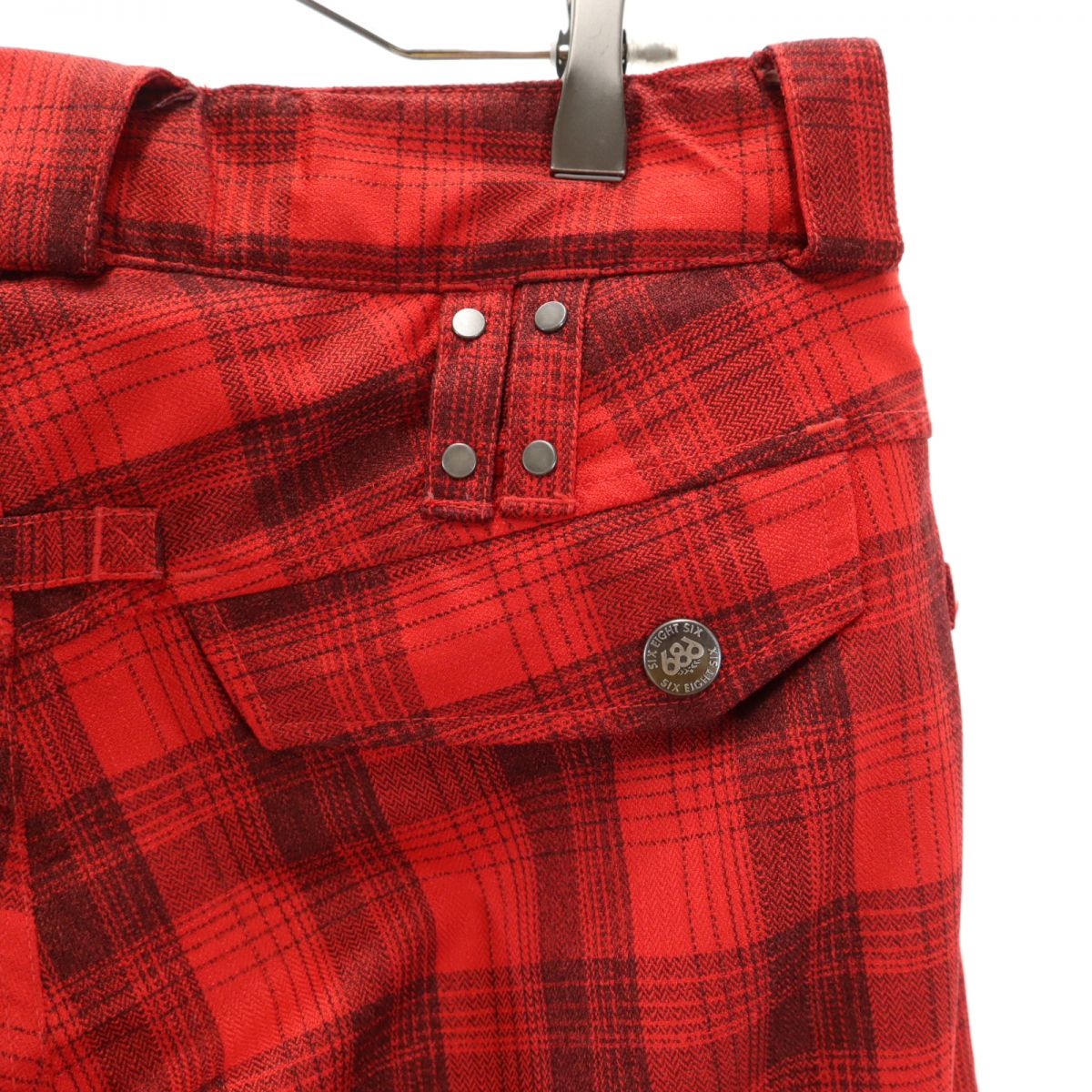 686 シックスエイトシックス チェック柄 スノーボード パンツ M 赤系 レディース