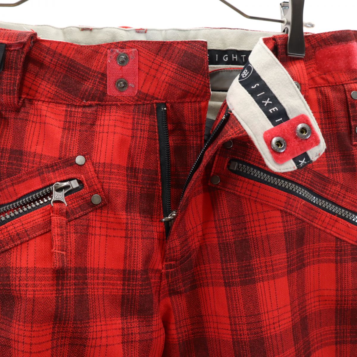 686 シックスエイトシックス チェック柄 スノーボード パンツ M 赤系 レディース