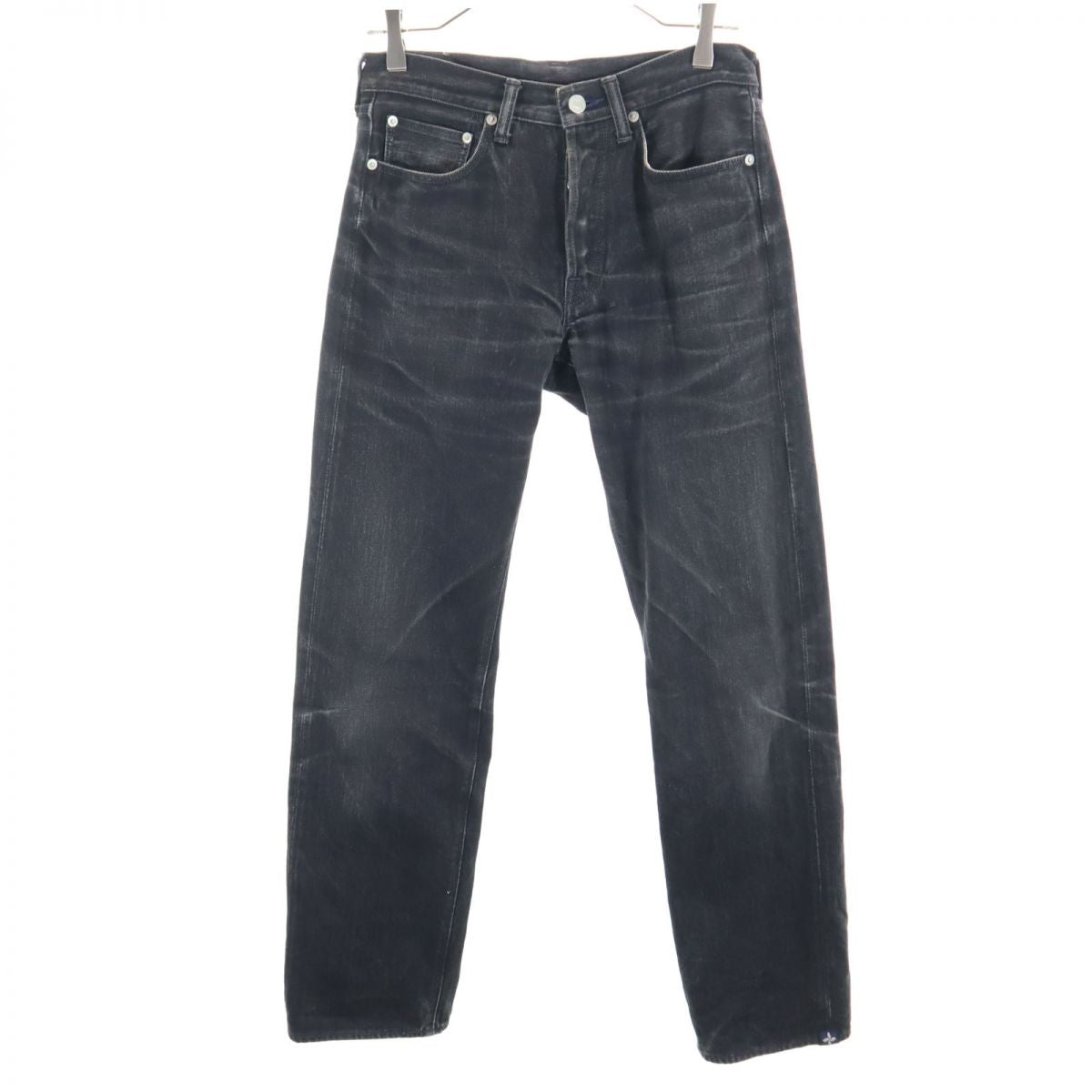 OZNOJEANS ストレートデニムパンツ W29 ブラック ボタンフライ メンズ