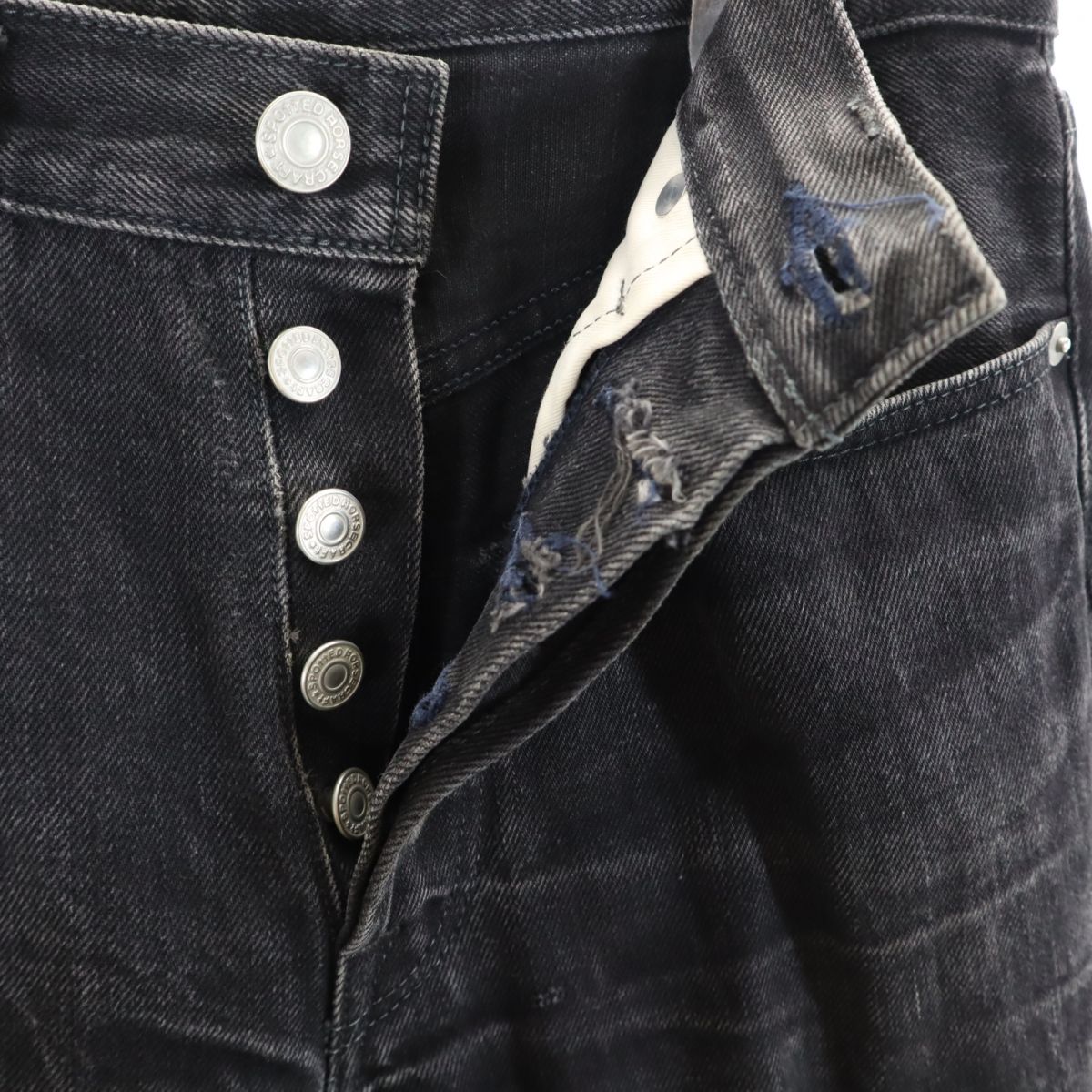 OZNOJEANS ストレートデニムパンツ W29 ブラック ボタンフライ メンズ