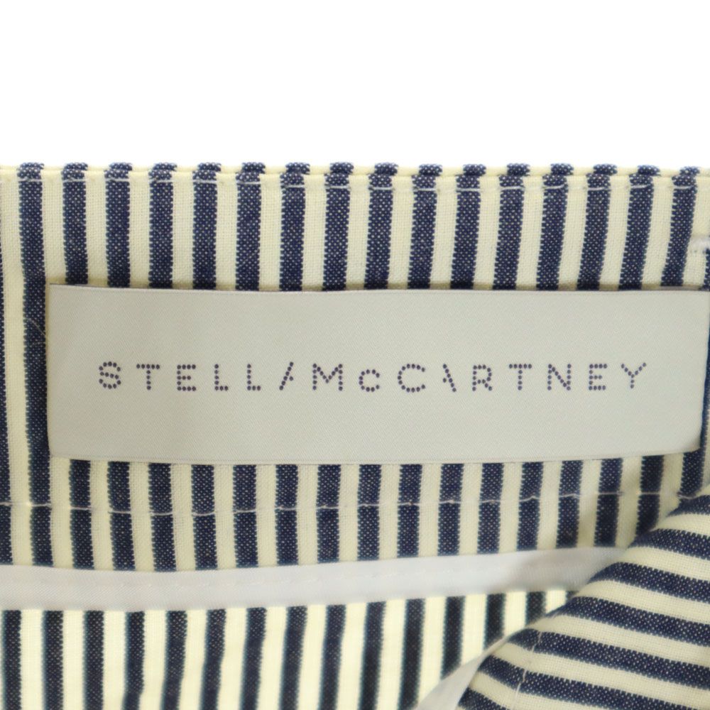 Stella McCartney ステラマッカートニー ストライプ柄 カーゴパンツ 36 ネイビー×アイボリー ボタンフライ レディース