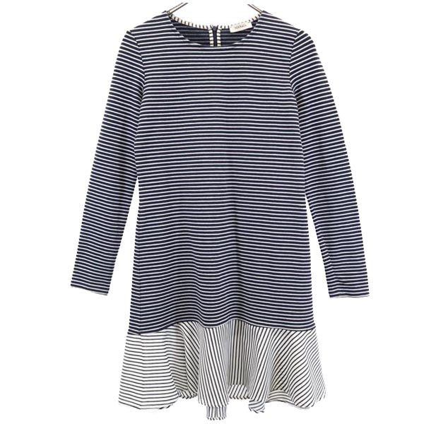 MAX&CO マックスアンドコー ボーダー 長袖 ワンピース S ネイビー系 バックジップ レディース