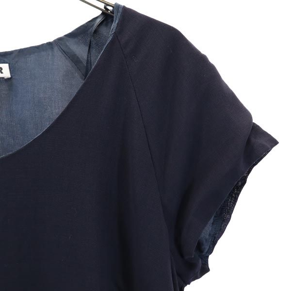 JIL SANDER ジルサンダー イタリア製 ウール 半袖 ワンピース 40 ネイビー系 サイドジップ レディース