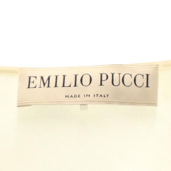 Emilio Pucci エミリオプッチ イタリア製 ノースリーブ ワンピース I38 ホワイト系 サイドジップ レディース