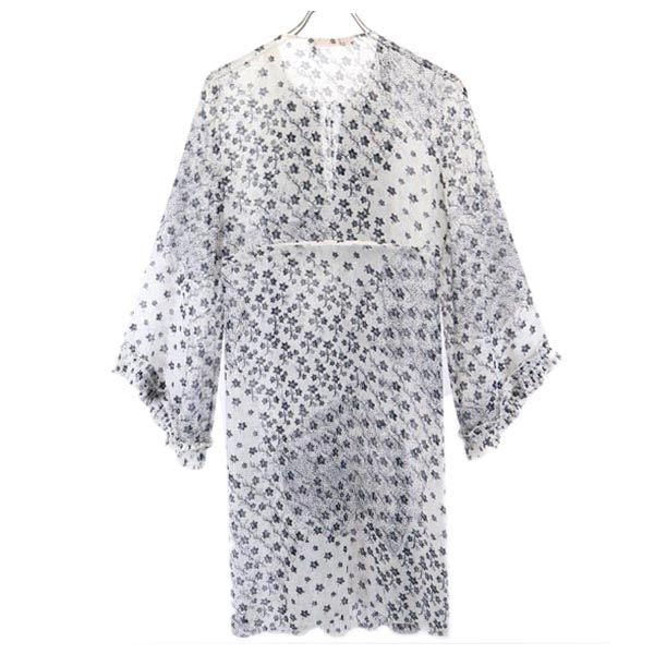 SEE BY CHLOE シーバイクロエ 総柄 長袖 シースルー ワンピース 34 ホワイト系 レディース